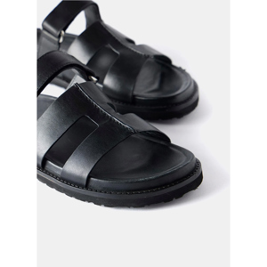 Mint Velvet Black Leather Chunky Sandals